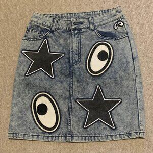 Mini Cream Korea denim skirt